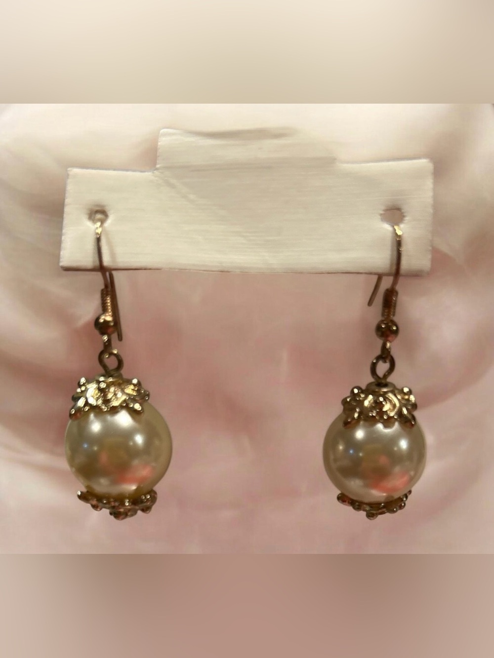 Gold-Tone Faux Pearl Drop Earrings - Classic Women Jewelry